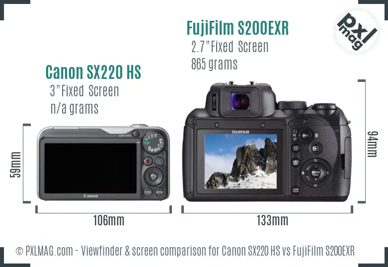 Canon SX220 HS vs FujiFilm S200EXR Screen and Viewfinder comparison Canon SX220 HS vs FujiFilm S200EXR Screen and Viewfinder comparison