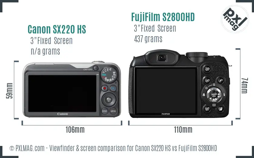 Canon SX220 HS vs FujiFilm S2800HD Screen and Viewfinder comparison Canon SX220 HS vs FujiFilm S2800HD Screen and Viewfinder comparison