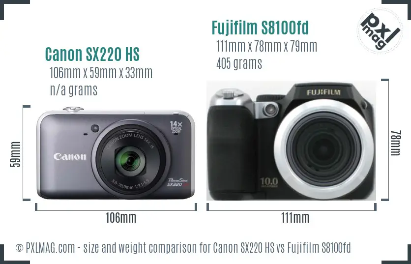 Canon SX220 HS vs Fujifilm S8100fd size comparison Canon SX220 HS vs Fujifilm S8100fd size comparison