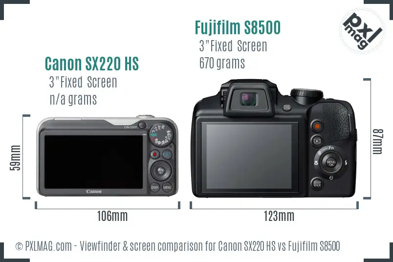 Canon SX220 HS vs Fujifilm S8500 Screen and Viewfinder comparison Canon SX220 HS vs Fujifilm S8500 Screen and Viewfinder comparison