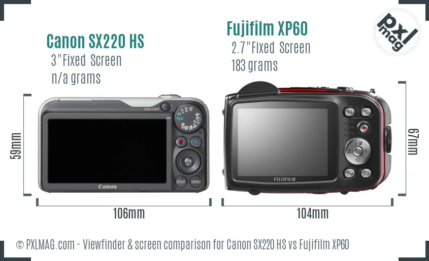 Canon SX220 HS vs Fujifilm XP60 Screen and Viewfinder comparison Canon SX220 HS vs Fujifilm XP60 Screen and Viewfinder comparison