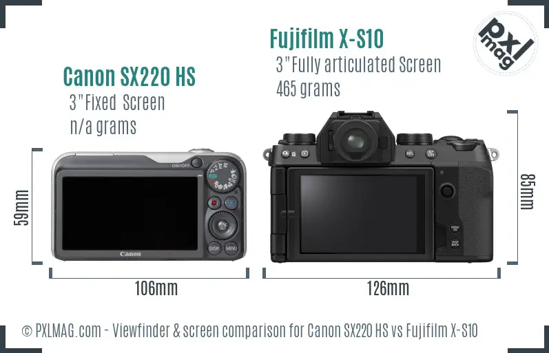 Canon SX220 HS vs Fujifilm X-S10 Screen and Viewfinder comparison Canon SX220 HS vs Fujifilm X-S10 Screen and Viewfinder comparison