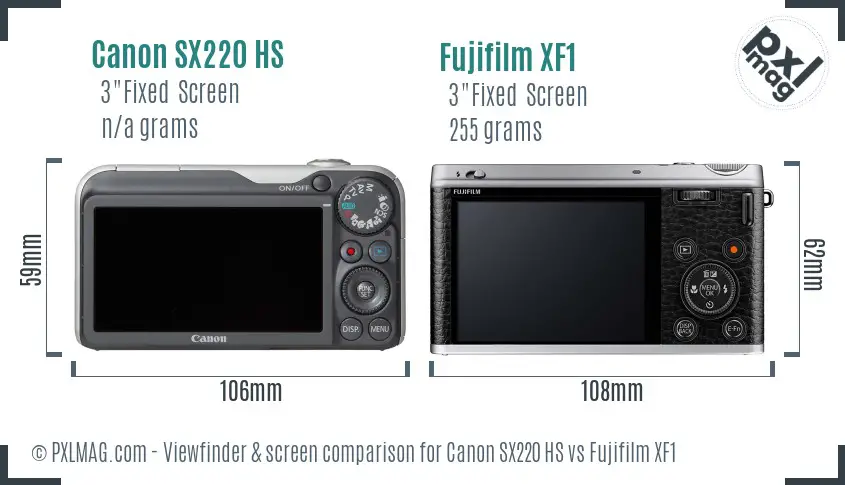 Canon SX220 HS vs Fujifilm XF1 Screen and Viewfinder comparison Canon SX220 HS vs Fujifilm XF1 Screen and Viewfinder comparison