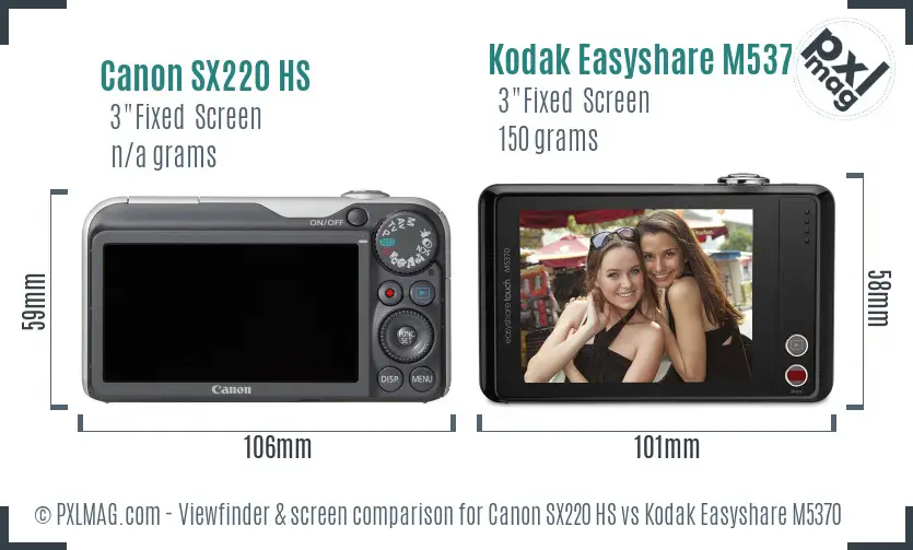 Canon SX220 HS vs Kodak Easyshare M5370 Screen and Viewfinder comparison Canon SX220 HS vs Kodak Easyshare M5370 Screen and Viewfinder comparison