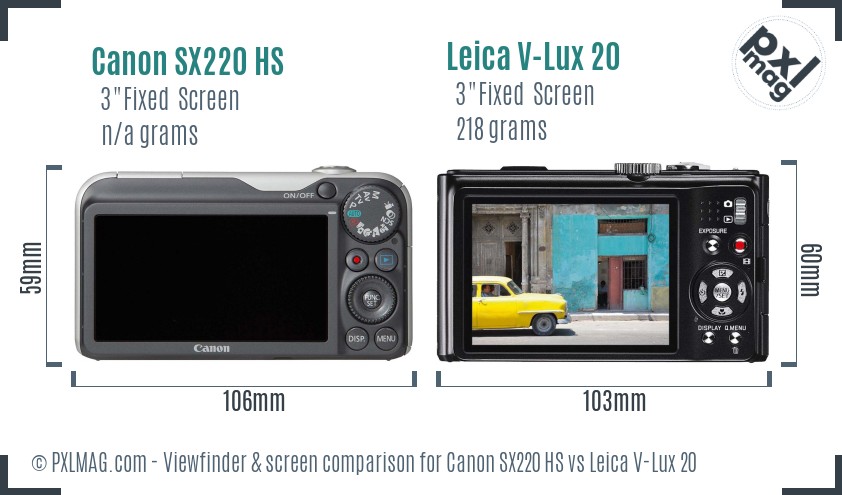 Canon SX220 HS vs Leica V-Lux 20 Screen and Viewfinder comparison