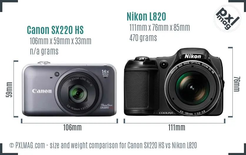 Canon SX220 HS vs Nikon L820 size comparison Canon SX220 HS vs Nikon L820 size comparison