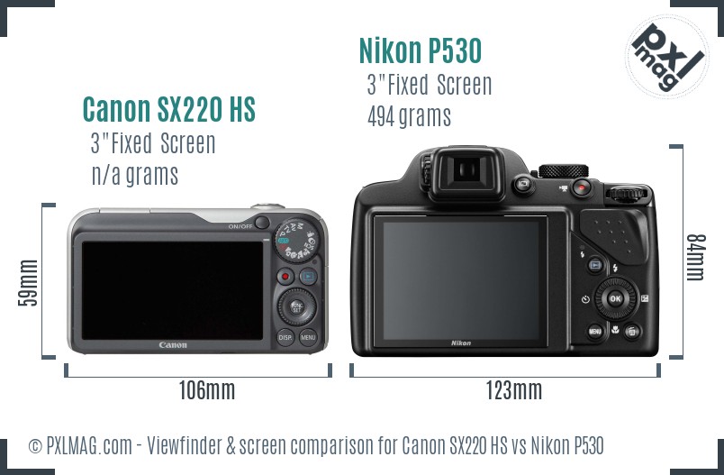 Canon SX220 HS vs Nikon P530 Screen and Viewfinder comparison