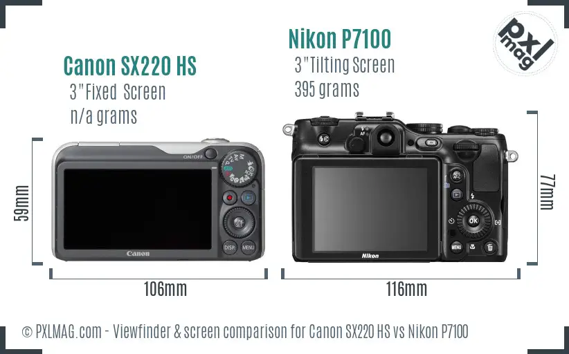 Canon SX220 HS vs Nikon P7100 Screen and Viewfinder comparison
