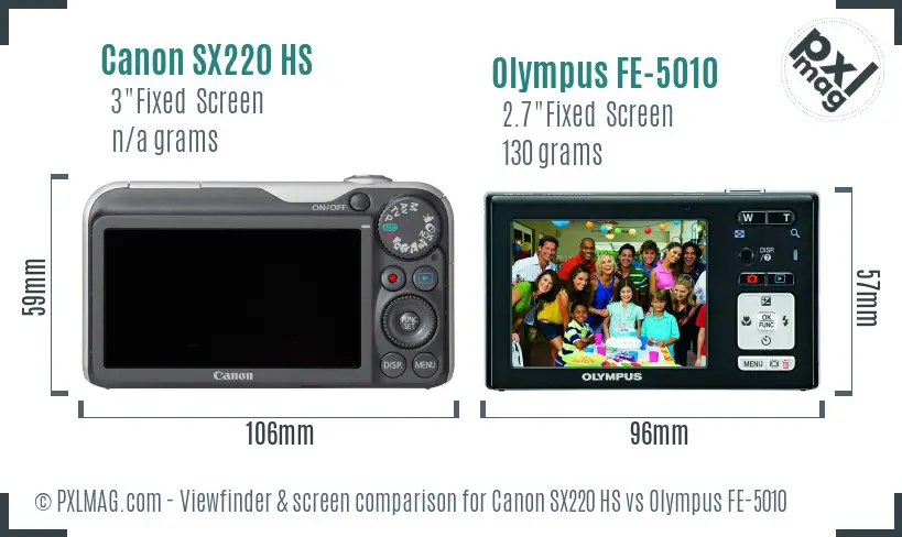 Canon SX220 HS vs Olympus FE-5010 Screen and Viewfinder comparison Canon SX220 HS vs Olympus FE-5010 Screen and Viewfinder comparison
