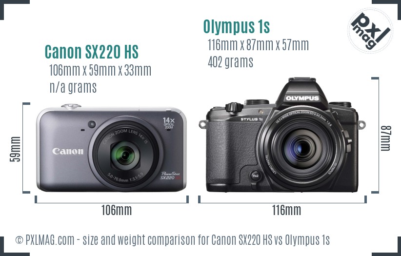 Canon SX220 HS vs Olympus 1s size comparison