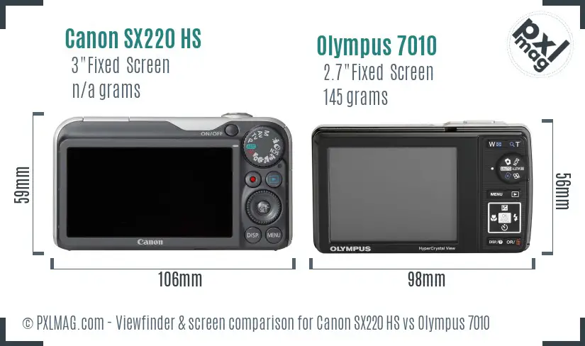 Canon SX220 HS vs Olympus 7010 Screen and Viewfinder comparison