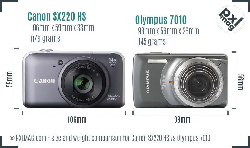 Canon SX220 HS vs Olympus 7010 size comparison