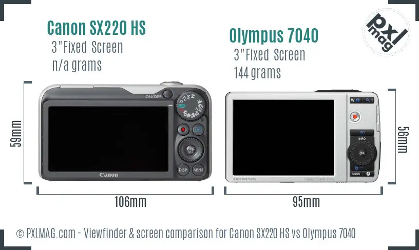 Canon SX220 HS vs Olympus 7040 Screen and Viewfinder comparison