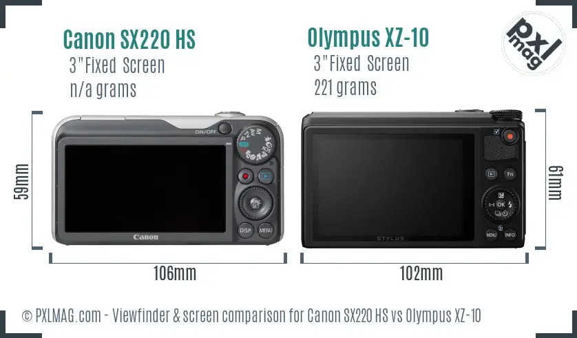 Canon SX220 HS vs Olympus XZ-10 Screen and Viewfinder comparison Canon SX220 HS vs Olympus XZ-10 Screen and Viewfinder comparison