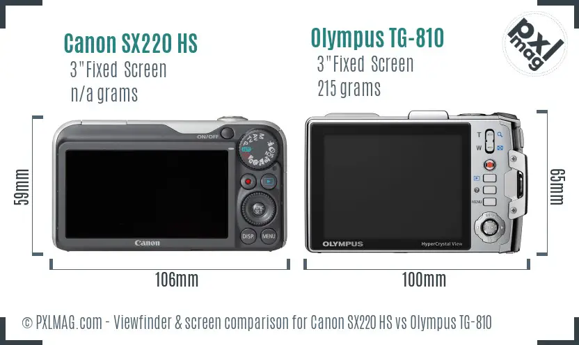 Canon SX220 HS vs Olympus TG-810 Screen and Viewfinder comparison