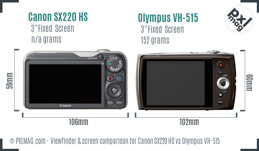 Canon SX220 HS vs Olympus VH-515 Screen and Viewfinder comparison