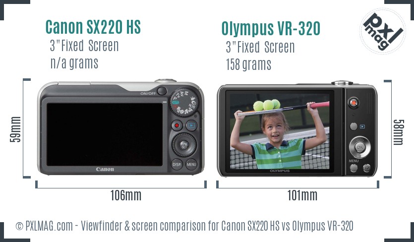 Canon SX220 HS vs Olympus VR-320 Screen and Viewfinder comparison