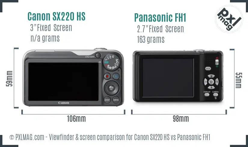 Canon SX220 HS vs Panasonic FH1 Screen and Viewfinder comparison Canon SX220 HS vs Panasonic FH1 Screen and Viewfinder comparison