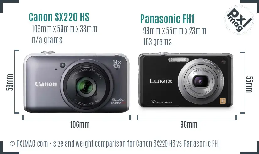 Canon SX220 HS vs Panasonic FH1 size comparison Canon SX220 HS vs Panasonic FH1 size comparison