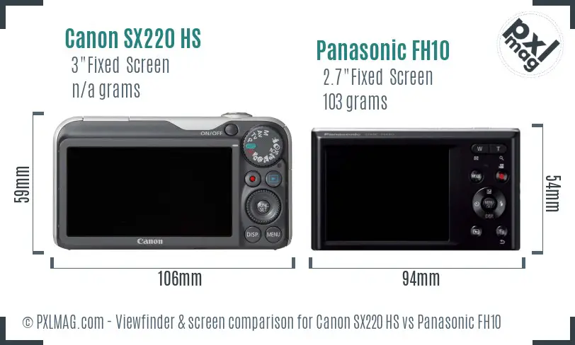 Canon SX220 HS vs Panasonic FH10 Screen and Viewfinder comparison