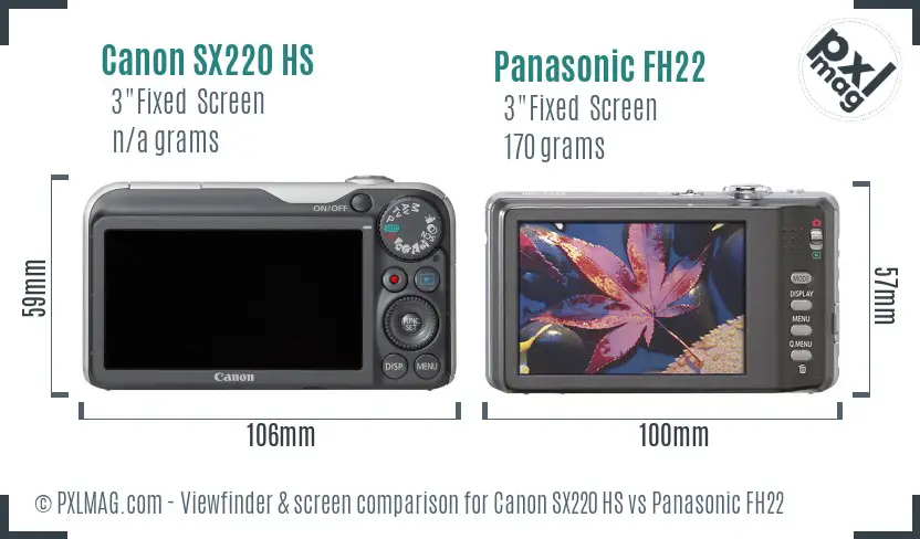 Canon SX220 HS vs Panasonic FH22 Screen and Viewfinder comparison Canon SX220 HS vs Panasonic FH22 Screen and Viewfinder comparison