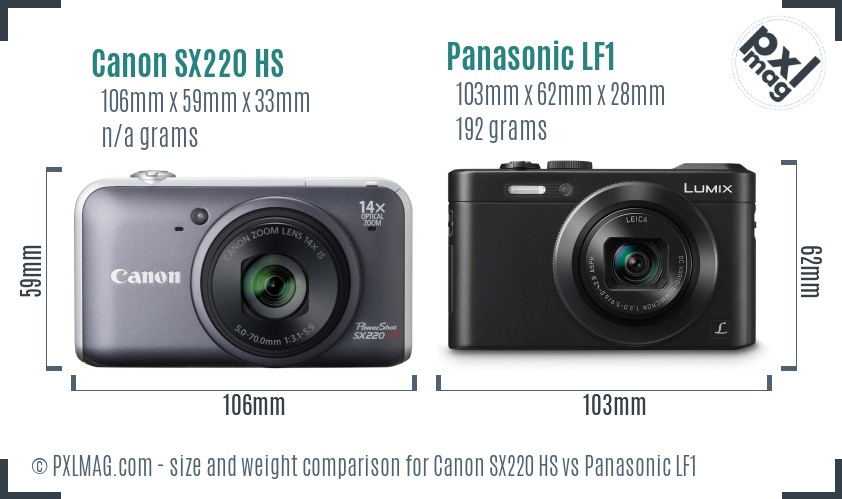 Canon SX220 HS vs Panasonic LF1 size comparison Canon SX220 HS vs Panasonic LF1 size comparison