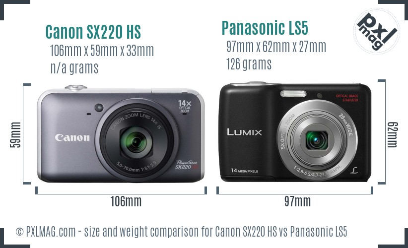 Canon SX220 HS vs Panasonic LS5 size comparison Canon SX220 HS vs Panasonic LS5 size comparison