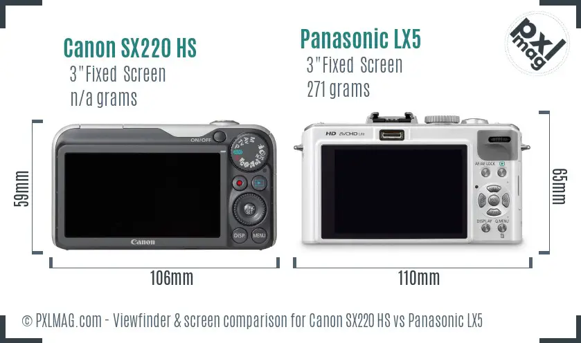 Canon SX220 HS vs Panasonic LX5 Screen and Viewfinder comparison Canon SX220 HS vs Panasonic LX5 Screen and Viewfinder comparison