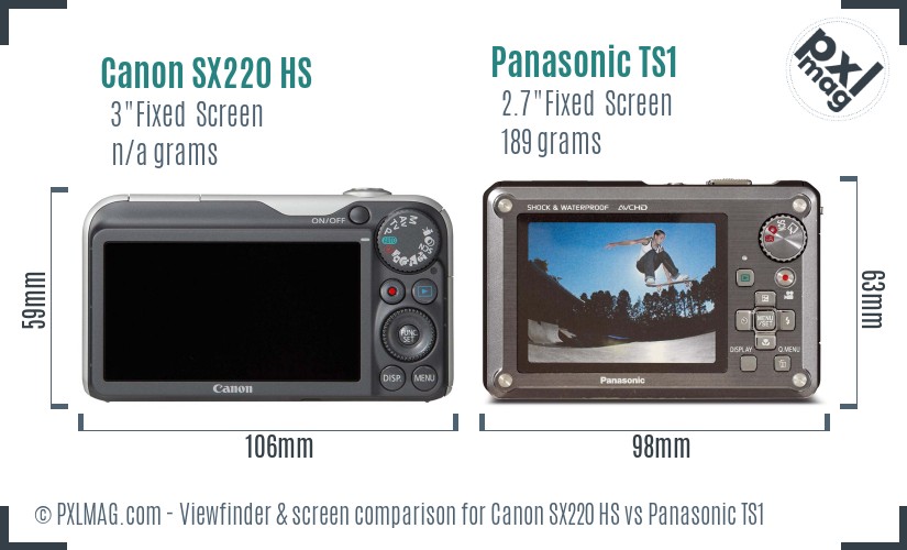 Canon SX220 HS vs Panasonic TS1 Screen and Viewfinder comparison