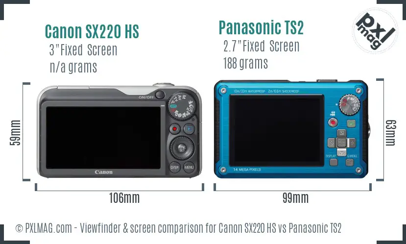 Canon SX220 HS vs Panasonic TS2 Screen and Viewfinder comparison