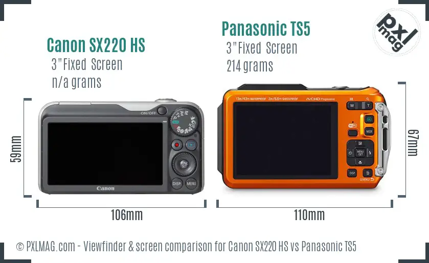 Canon SX220 HS vs Panasonic TS5 Screen and Viewfinder comparison Canon SX220 HS vs Panasonic TS5 Screen and Viewfinder comparison