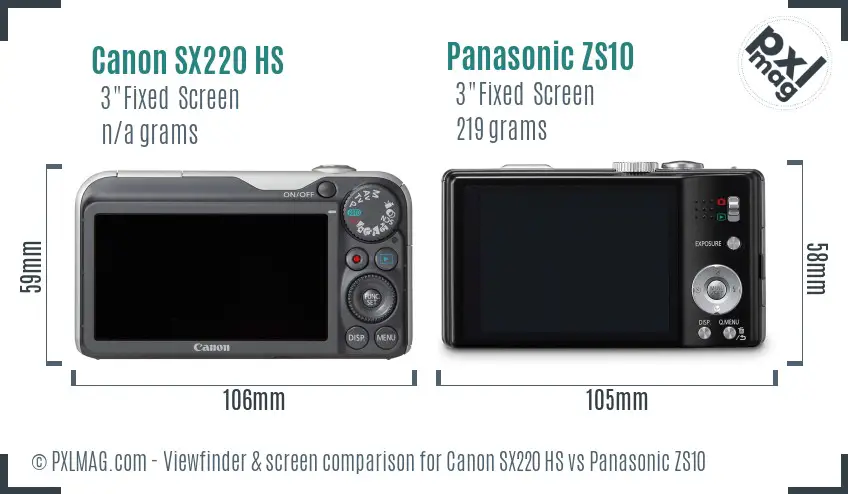 Canon SX220 HS vs Panasonic ZS10 Screen and Viewfinder comparison Canon SX220 HS vs Panasonic ZS10 Screen and Viewfinder comparison