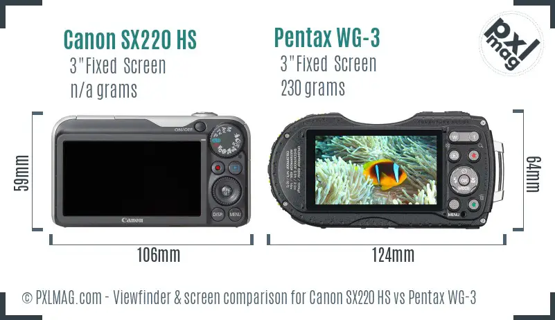 Canon SX220 HS vs Pentax WG-3 Screen and Viewfinder comparison Canon SX220 HS vs Pentax WG-3 Screen and Viewfinder comparison