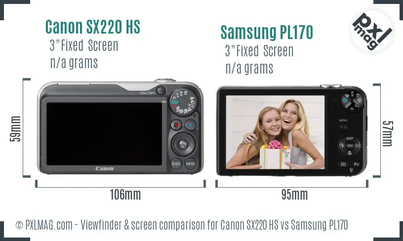 Canon SX220 HS vs Samsung PL170 Screen and Viewfinder comparison Canon SX220 HS vs Samsung PL170 Screen and Viewfinder comparison