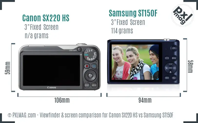Canon SX220 HS vs Samsung ST150F Screen and Viewfinder comparison Canon SX220 HS vs Samsung ST150F Screen and Viewfinder comparison