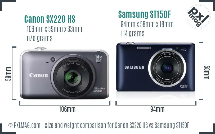 Canon SX220 HS vs Samsung ST150F size comparison Canon SX220 HS vs Samsung ST150F size comparison
