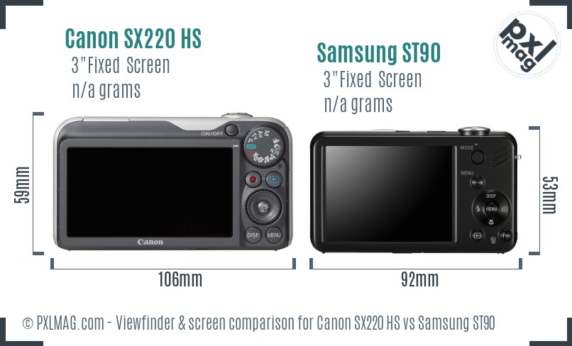 Canon SX220 HS vs Samsung ST90 Screen and Viewfinder comparison