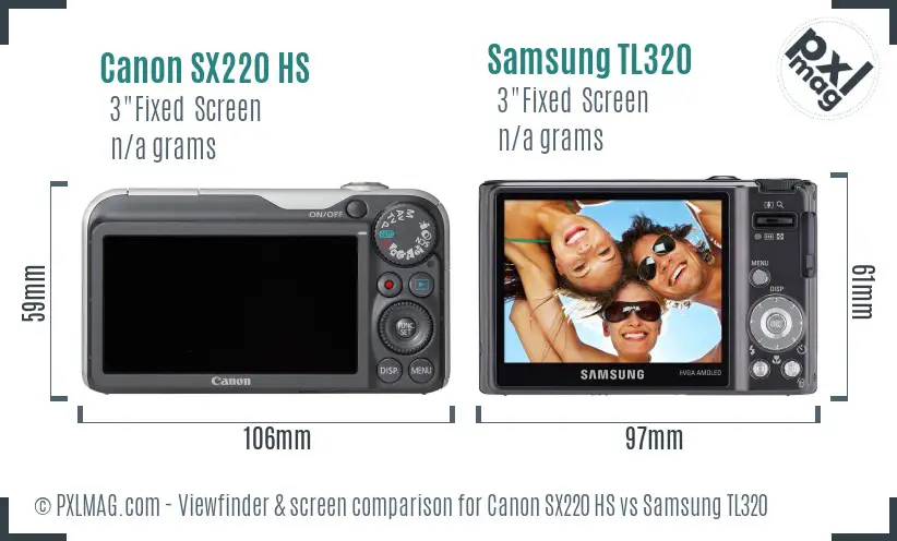 Canon SX220 HS vs Samsung TL320 Screen and Viewfinder comparison Canon SX220 HS vs Samsung TL320 Screen and Viewfinder comparison