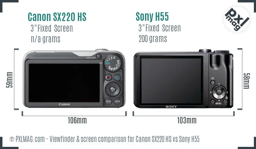 Canon SX220 HS vs Sony H55 Screen and Viewfinder comparison Canon SX220 HS vs Sony H55 Screen and Viewfinder comparison