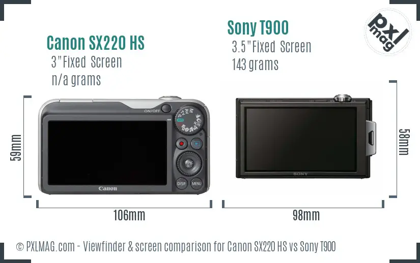 Canon SX220 HS vs Sony T900 Screen and Viewfinder comparison Canon SX220 HS vs Sony T900 Screen and Viewfinder comparison