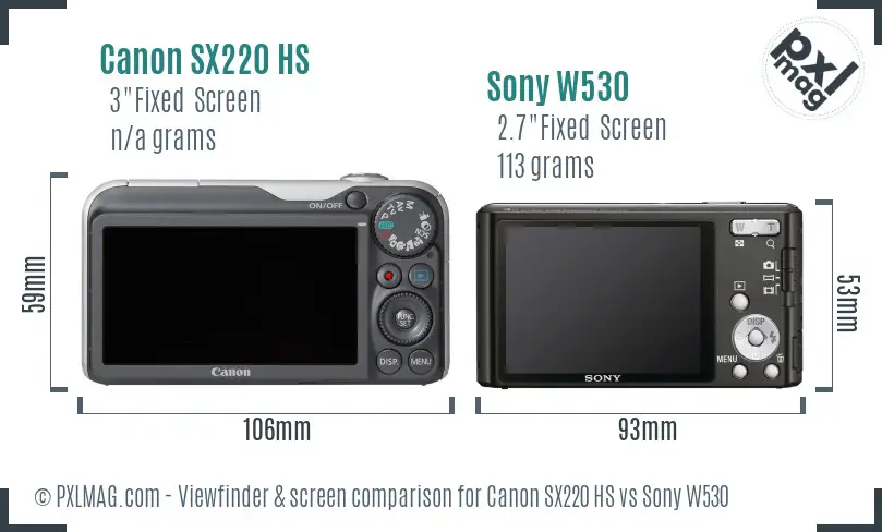 Canon SX220 HS vs Sony W530 Screen and Viewfinder comparison Canon SX220 HS vs Sony W530 Screen and Viewfinder comparison