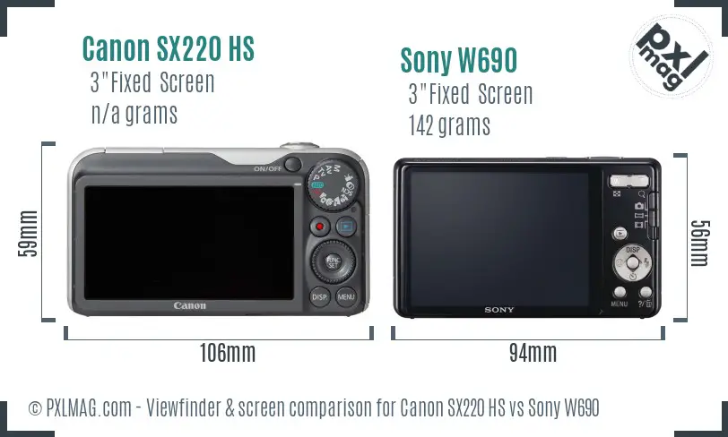 Canon SX220 HS vs Sony W690 Screen and Viewfinder comparison