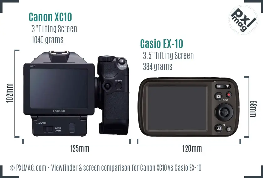 Canon XC10 vs Casio EX-10 Screen and Viewfinder comparison Canon XC10 vs Casio EX-10 Screen and Viewfinder comparison