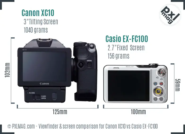 Canon XC10 vs Casio EX-FC100 Screen and Viewfinder comparison