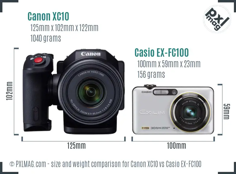 Canon XC10 vs Casio EX-FC100 size comparison