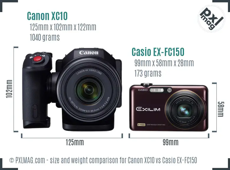 Canon XC10 vs Casio EX-FC150 size comparison