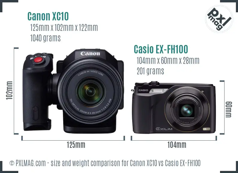 Canon XC10 vs Casio EX-FH100 size comparison