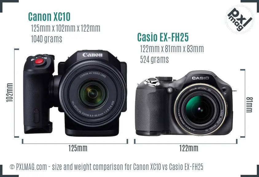 Canon XC10 vs Casio EX-FH25 size comparison