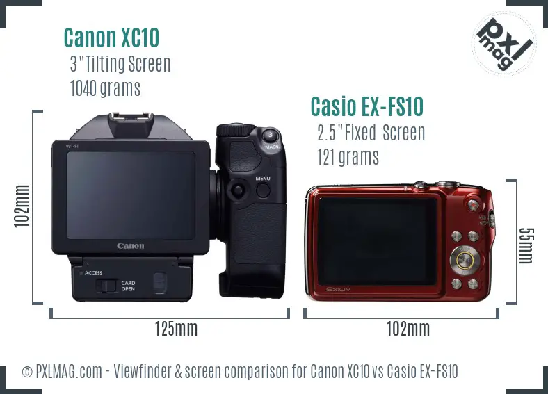 Canon XC10 vs Casio EX-FS10 Screen and Viewfinder comparison