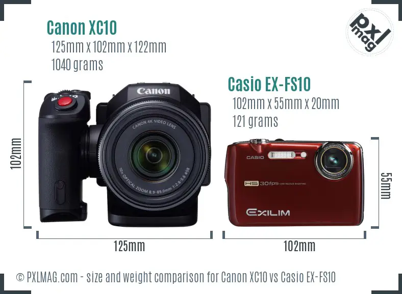 Canon XC10 vs Casio EX-FS10 size comparison